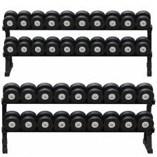 Гантельний ряд BioGym Black Full фарбовані 12-50 кг (20 пар зі стійкою), код: 053277-RN