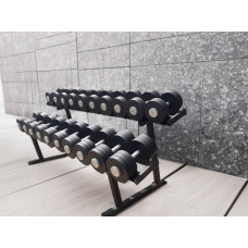 Гантельний ряд BioGym Black Full фарбовані 12-40 кг (15 пар зі стійкою), код: 053276-RN