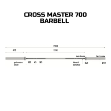 Гриф для штанги Toorx Max 700 Kg Cross Master 220 см 50 мм (BO-700), код: 932180-SVA