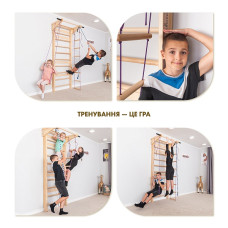 Спортивний куточок SportBaby 220 см, натуральне дерево, код: Lux 3-220
