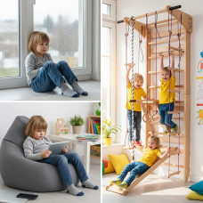 Спортивний куточок SportBaby 220 см, натуральне дерево, код: Lux 4-220