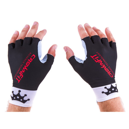 Рукавички вело, фітнес CrownFit Lycra+Amara, розмір S, біло-чорні, код: RX-07S