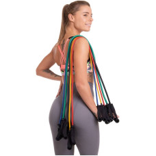 Еспандер багатофункціональний Zelart Resistance Band для фітнесу 5 джгутів у чохлі, код: ET-500-S52