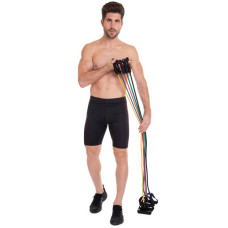 Еспандер багатофункціональний Zelart Resistance Band для фітнесу 5 джгутів у чохлі, код: ET-500-S52