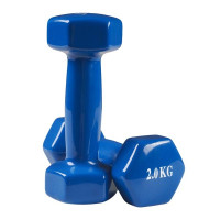 Гантелі для фітнесу FitGo вініл, 2x2 кг, синій., код: 80022-V2B