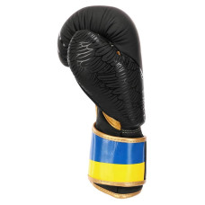 Боксерські рукавиці шкіряні Fistrage Ukraine 12oz, чорний, код: VL-5562_12BK