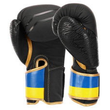 Боксерські рукавиці шкіряні Fistrage Ukraine 12oz, чорний, код: VL-5562_12BK