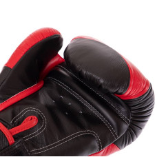 Рукавички боксерські шкіряні Twins Velcro 14 унцій, чорний-червоний, код: BGVL13_14BKR