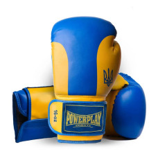 Боксерські рукавиці PowerPlay Ukraine синьо-жовті, 16 унцій, код: PP_3021_16oz_Blue-Yellow