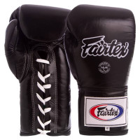 Рукавиці боксерські шкіряні на шнурівці Fairtex 14 унцій, чорний, код: BGL6_14BK-S52