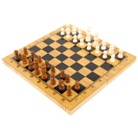 Шахи шашки нарди 3 в 1 набір настільних ігор з бамбука PlayGame 34x34см, код: A3135