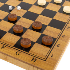 Шахи шашки нарди 3 в 1 набір настільних ігор з бамбука PlayGame 34x34см, код: A3135