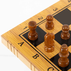 Шахи шашки нарди 3 в 1 набір настільних ігор з бамбука PlayGame 34x34см, код: A3135
