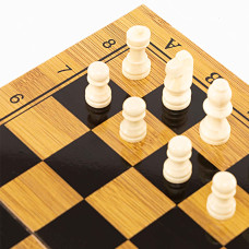 Шахи шашки нарди 3 в 1 набір настільних ігор з бамбука PlayGame 34x34см, код: A3135