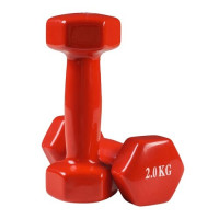 Гантелі для фітнесу FitGo вініл, 2x2 кг, червоний., код: 80022-V2R
