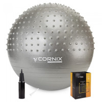 М'яч для фітнесу (фітбол) Cornix 55 см напівмасажний Anti-Burst Silver, код: XR-0463