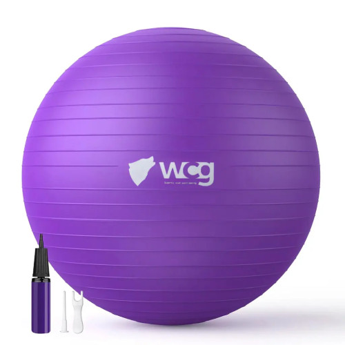 М’яч для фітнесу WCG Balance Pro 65 см Anti-Burst до 500 кг з насосом, фіолетовий, код: W-FB-BP65-PUR