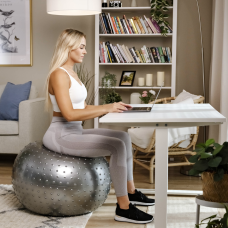 Фітбол масажний Hop-Sport 65см сріблястий + насос, код: 5902308230347