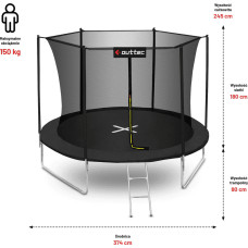 Батут Outtec 12FT (3740 мм) з внутрішньою сіткою, чорний, код: V312184-IN