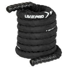 Канат для кросфіту в захисному рукаві LiveUp Battle Rope 9м, чорний, код: LP8172-9