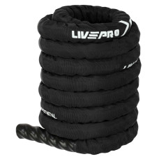 Канат для кросфіту в захисному рукаві LiveUp Battle Rope 9м, чорний, код: LP8172-9