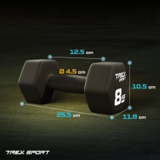 Гантелі для фітнесу неопренові TREX Sport TX-080VD 2x8кг, код: 5902308231283