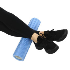 Ролер масажний циліндр (ролик мфр) FitGo Grid Line Roller, 450x105 мм, блакитний, код: FI-9387_N