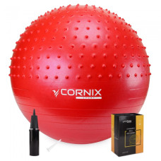 М'яч для фітнесу (фітбол) Cornix 65 см напівмасажний Anti-Burst Red, код: XR-0478