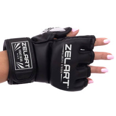 Рукавички для змішаних єдиноборств MMA Zelart S, чорний-білий, код: BO-5699_SBKW