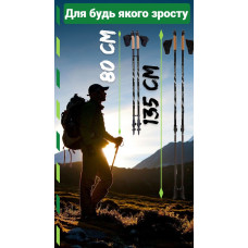Палиці для скандинавської ходьби PowerPlay Lykke Black/White 80-135 см (пара)  + 2-ві пари чобітків +, код: PP_9111_White