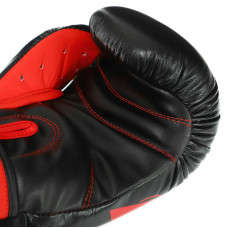 Рукавички боксерські Top King шкіра, 12oz, чорний-червоний, код: TK0363_12R