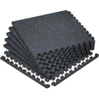 Мат-пазли DualMat 60×60×1,2 (чорний/сині вкраплення) — комплект 6 шт, код: W-RUB60-12-BLUE-6-IF