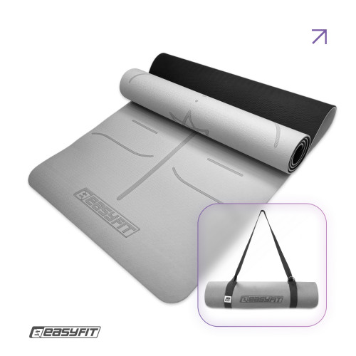 Килимок для йоги та фітнесу EasyFit Polarity stone з ремнем, код: EF-A19241s-GYBK