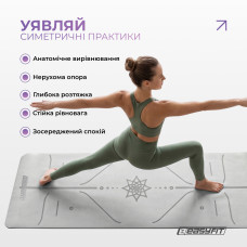 Килимок для йоги та фітнесу EasyFit Polarity stone з ремнем, код: EF-A19241s-GYBK