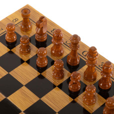 Шахи шашки нарди 3 в 1 набір настільних ігор із бамбука PalyGame 29,5x29,5см, код: A3116