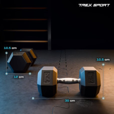 Гантеля шестигранна прогумована TX-075RD Trex Sport 7,5кг, код: 5902308232242