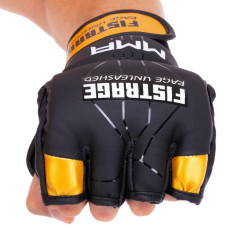 Рукавиці для змішаних єдиноборств MMA Fistrage XL, чорний-золотий, код: VL-4300_XLBK