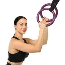 Кільця гімнастичні для кросфіту Ezous ABS Gym Rings d-28мм, чорний-фіолетовий, код: E-01