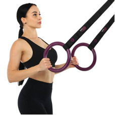 Кільця гімнастичні для кросфіту Ezous ABS Gym Rings d-28мм, чорний-фіолетовий, код: E-01