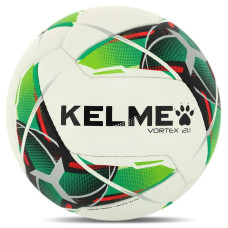 М"яч футбольний Kelme Vortex 21.1 №4 PU, білий-зелений, код: 8101QU5003-9127-4-S52