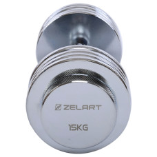 Гантель розбірна сталева хромована Zelart 1х15кг, хром, код: TA-5451-15-S52