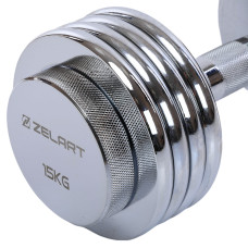 Гантель розбірна сталева хромована Zelart 1х15кг, хром, код: TA-5451-15-S52