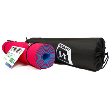 Килимок для йоги та фітнесу EasyFit TPE+TC двошаровий + чохол, 1830х610х6 мм, червоний з блакитним, код: EF-1924E-RBl-EF