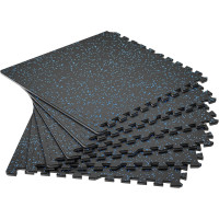 Мат-пазли DualMat 60×60×2 см (чорний/сині вкраплення) — комплект 6 шт, код: W-RUB60-20-BLUE-6-IF