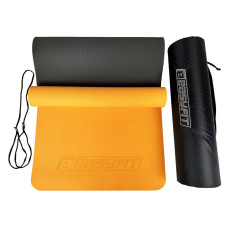 Килимок для йоги та фітнеса двошаровий + чохол EasyFit TPE+TC 1830x610x6мм, помаранчевий з чорним, код: EF-1924s-ORB-EF