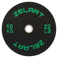 Бамперні диски гумові Zelart Bumper Plates 51мм, 10 кг, чорний-зелений, код: TA-4790-10