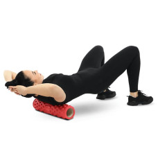 Ролер масажний циліндр (ролик мфр) FitGo Grid Spine Roller, 450x105 мм, кораловий, код: FI-9388_K