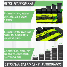 Обтяжувачі для ніг та рук EasyFit набірні 2х0,5-2,5 кг, чорно-зелені, код: EF-WHT-0,5-2,5-L-EF
