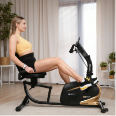 Горизонтальний велотренажер Hop-Sport HS-045L Volt магнітний золотистий, код: 5902308237520