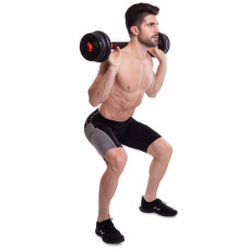 Набір гантелей зі штангою та гирями 3в1 BioGym багатофункціональний 20кг, чорний-червоний, код: LN-1100-20-S52
